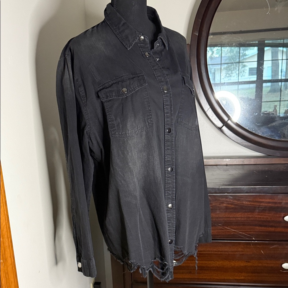 Men's Black Distressed Shirt